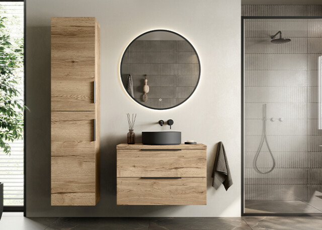 Seville 80cm natuur eiken grp Edge + bovenblad