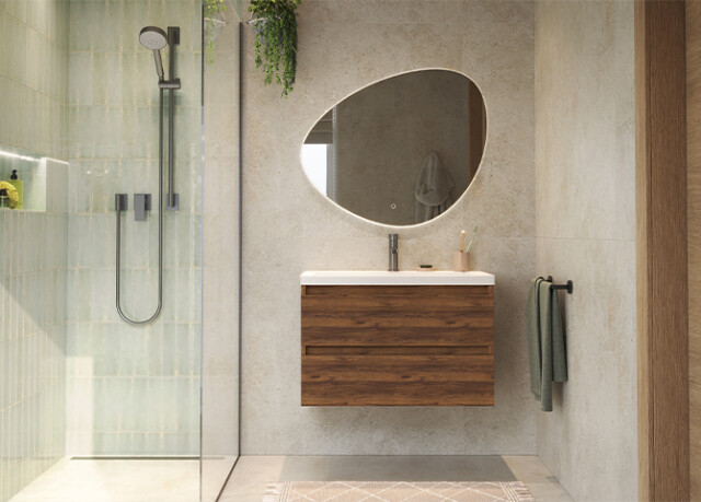 Vogue 80cm walnoot + spiegel Organic 2.0